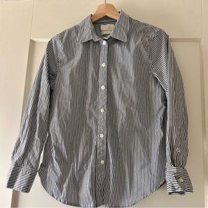 J. Crew Black and White Striped Button-Down Shirt 8P